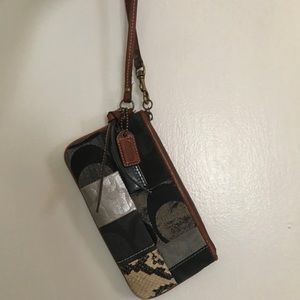 Coach Blue Patchwork Wristlet